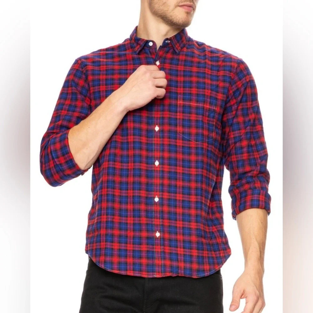 Frank & Eileen Luke Long Sleeve Plaid Shirt Red & Navy Size XL